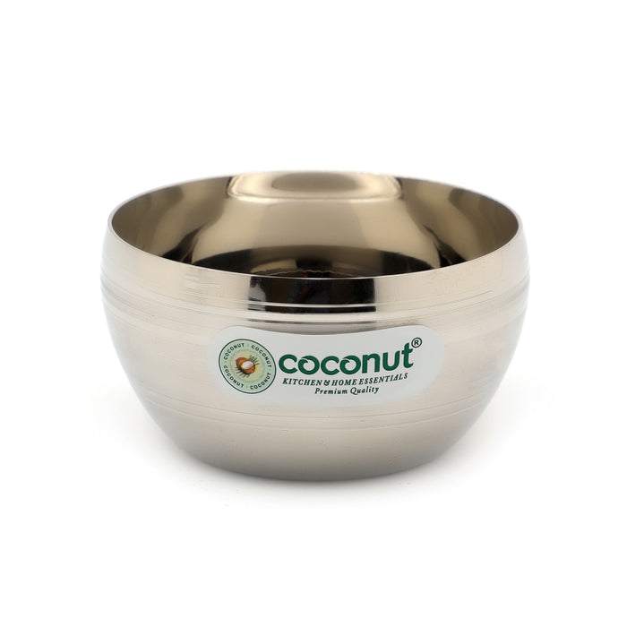 Coconut Stainless Steel Ringer Apple Bowl Set of 6 | Premium Serving Katori/Vati for Kitchen & Dining | Mirror Finish | Rust Proof | Dishwasher Safe | Available in 150ml, 200ml, 300ml & 350ml.