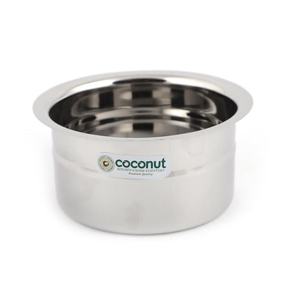 Coconut Stainless Steel Rose Baby Topes Without Lid - Set of 4, Capacity- 300ml, 400ml,500ml & 600ml, 22 gauge, Mirror Finish, Induction Base Saucepan, Model - Rose Baby Flat Tope