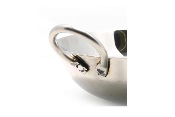 Coconut Stainless Steel Round Bottom Kadai - 3mm Plain Kadai, 14 Gauge, Induction & Gas Stove Compatible, Extra Deep Kadai, Heavy Weight Kadai, Kadhai with Handle for Cooking / Deep Frying, Daily Use Kadai, Model - 3mm Plain Kadai - Khufu