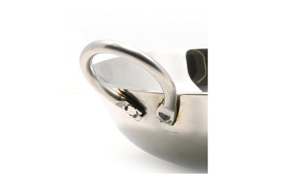 Coconut Stainless Steel Round Bottom Kadai - 3mm Plain Kadai, 14 Gauge, Induction & Gas Stove Compatible, Extra Deep Kadai, Heavy Weight Kadai, Kadhai with Handle for Cooking / Deep Frying, Daily Use Kadai, Model - 3mm Plain Kadai - Khufu