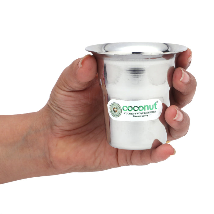 Coconut Stainless Steel Tea & Coffee Glass Set of 6 | Available in 120ml, 150ml & 180ml | Heavy Gauge Food Grade Stainless Steel Tumbler | BPA Free, Rust Proof & Durable | Ideal for Tea, Coffee, Water & Beverages | Model D17 Pace.