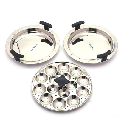 Coconut Stainless Steel Triply Idli Cooker - SS Lid, Steamer Plate, Heavy Gauge, Thick bottom,Induction and Gas Stove Based, Sandwich triply bottom. Model - Multipurpose steamer (20 Idlies) with Combo