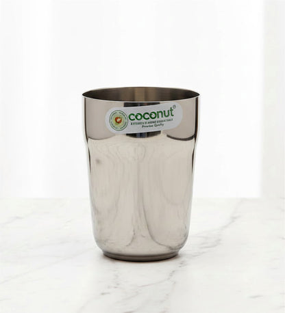 Coconut Stainless Steel Water Glass Set of 6 (270ml Each) | Heavy Gauge Food Grade Steel Drinking Tumbler | Mirror Finish Water Glass for Water, Juice, Lemonade, Milk & Beverages | Durable Kitchen Essential | Rust Proof | Model - B32 Metro.