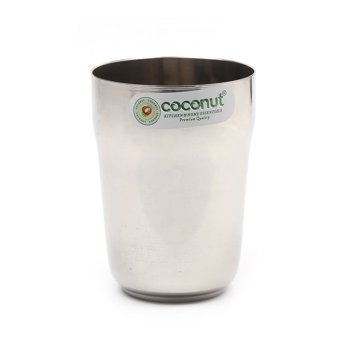 Coconut Stainless Steel Water Glass Set of 6 (270ml Each) | Heavy Gauge Food Grade Steel Drinking Tumbler | Mirror Finish Water Glass for Water, Juice, Lemonade, Milk & Beverages | Durable Kitchen Essential | Rust Proof | Model - B32 Metro.