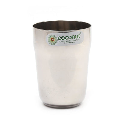 Coconut Stainless Steel Water Glass Set of 6 (270ml Each) | Heavy Gauge Food Grade Steel Drinking Tumbler | Mirror Finish Water Glass for Water, Juice, Lemonade, Milk & Beverages | Durable Kitchen Essential | Rust Proof | Model - B32 Metro.