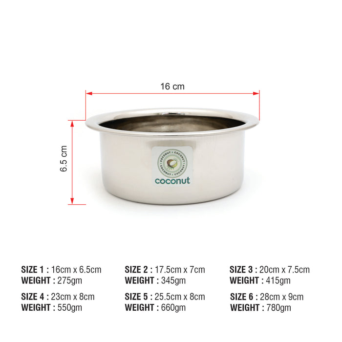 Coconut Stainless Steel(Heavy Guage) Nano Tope for Cook n Serve