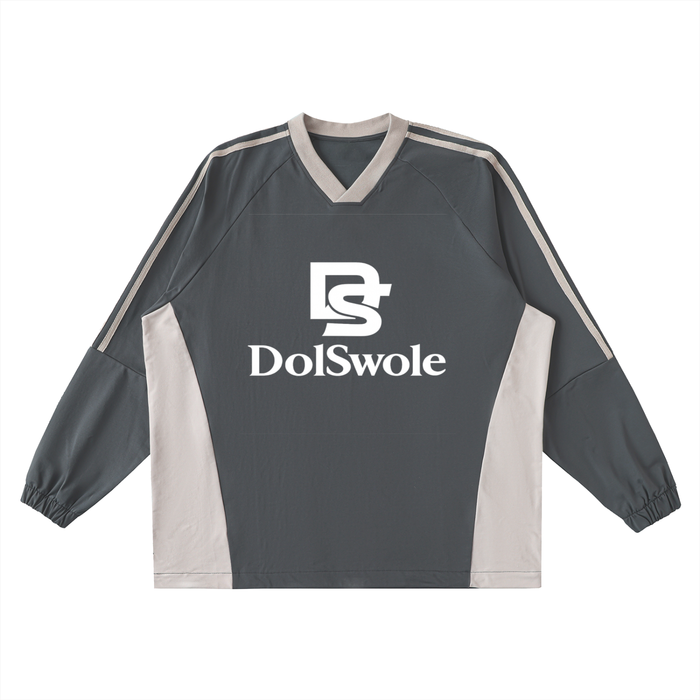 Color-Block V-Neck Long-Sleeve T-Shirt