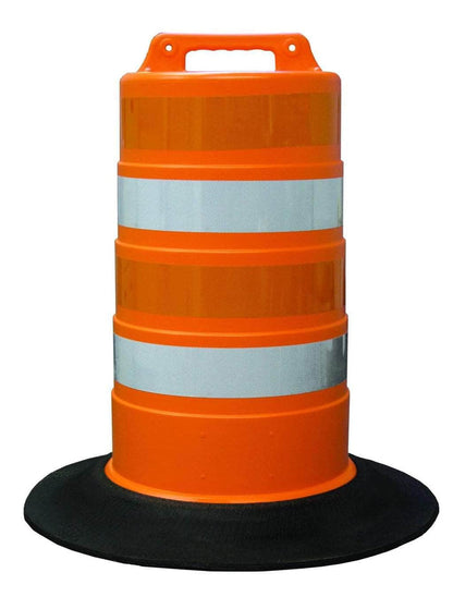 Commander Traffic Barrel with Reflective Tape and Tire Ring Base Option