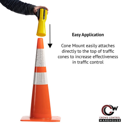 Cone - Mounted Retractable Belt Barrier, 9 Ft. - Trafford Industrial - Crowd Control Warehouse