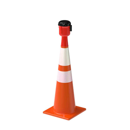 Cone - Mounted Retractable Belt Barrier, Red Case - Montour Line CM160 - Crowd Control Warehouse