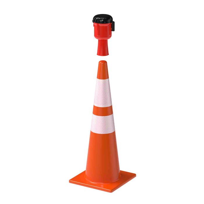Cone - Mounted Retractable Belt Barrier, Red Case - Montour Line CM160 - Crowd Control Warehouse