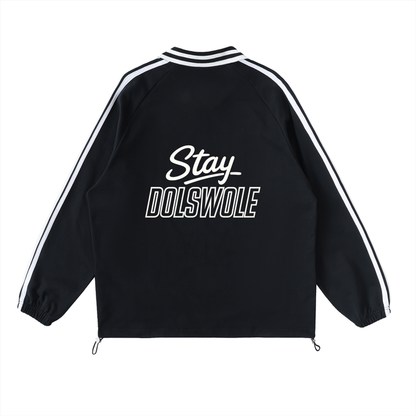 Contrast Striped Lapel Collar Sweatshirt