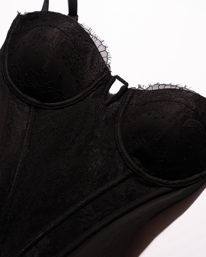 Flat lay of Corset Top - Lace Black