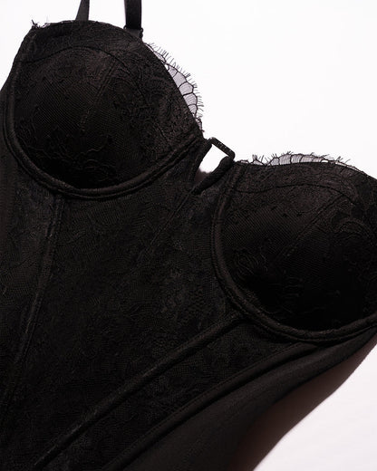Flat lay of Corset Top - Lace Black