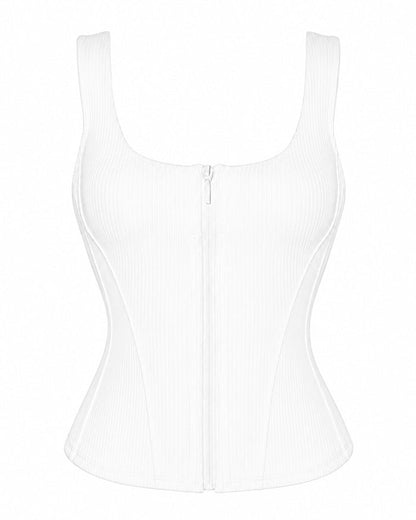 Corsety Scoop Neck Tank - Rib White