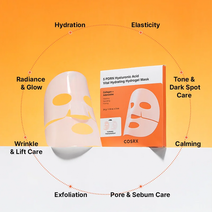 COSRX 5 PDRN Hyaluronic Acid Vital Hydrating Hydrogel Mask 3pcs
