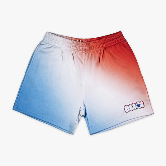 Red, white & blue Cotton Candy Sweatshorts USA shorts — front view