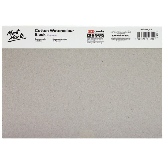 Cotton Watercolour Paper Block Premium 300gsm A5 (8.3 x 5.8in) 12 Sheet
