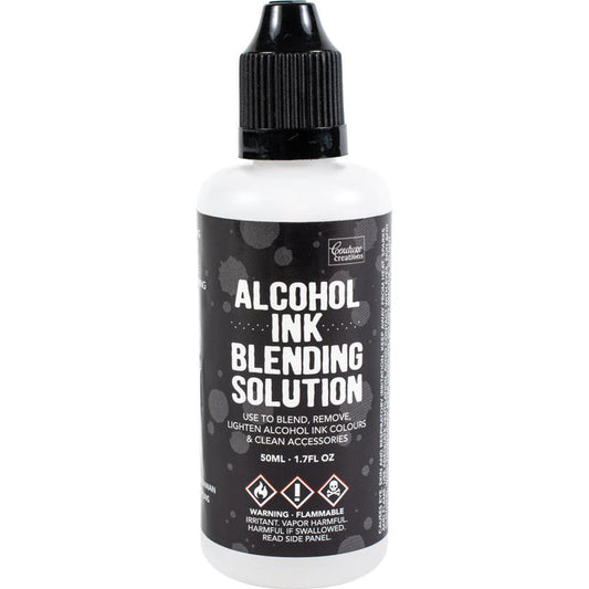 This alcohol ink blending solution can be used to lighten, blend and even remove alcohol ink dye colors as well as cleaning tools and accessories. This package contains 1.7oz of blending solution. Imported. Available at Embellish Away located in Bowmanville Ontario Canada.