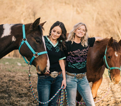 Cowgirl tee Multi Scroll colors