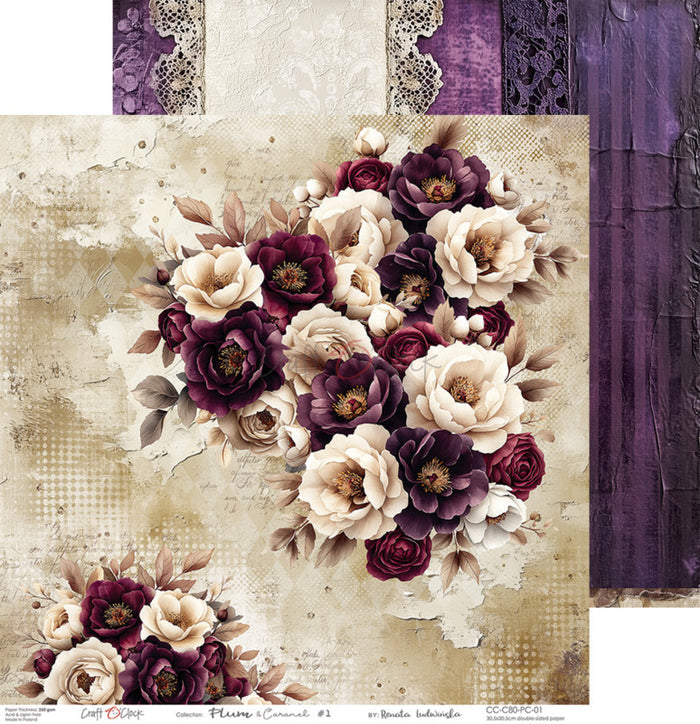 Craft O'Clock - 12X12 Paper Pad - Plum & Caramel. Available at Embellish Away in Bowmanville Ontario Canada.
