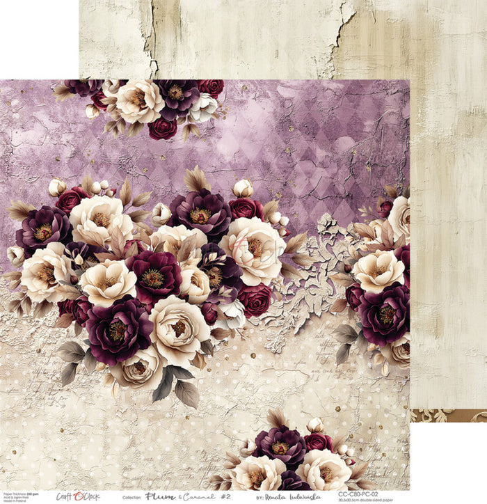 Craft O'Clock - 12X12 Paper Pad - Plum & Caramel. Available at Embellish Away in Bowmanville Ontario Canada.
