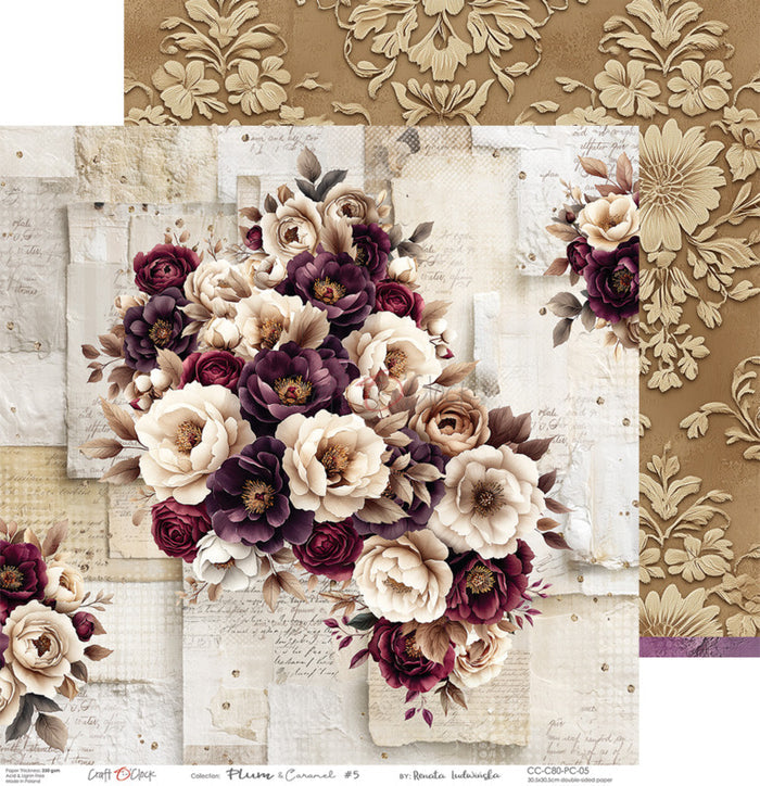 Craft O'Clock - 12X12 Paper Pad - Plum & Caramel. Available at Embellish Away in Bowmanville Ontario Canada.