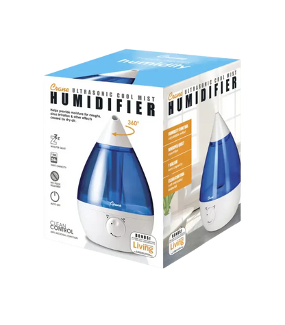 Crane Cool Mist Humidifier with built-in sound machine and night light for improved sleep quality and air comfort
