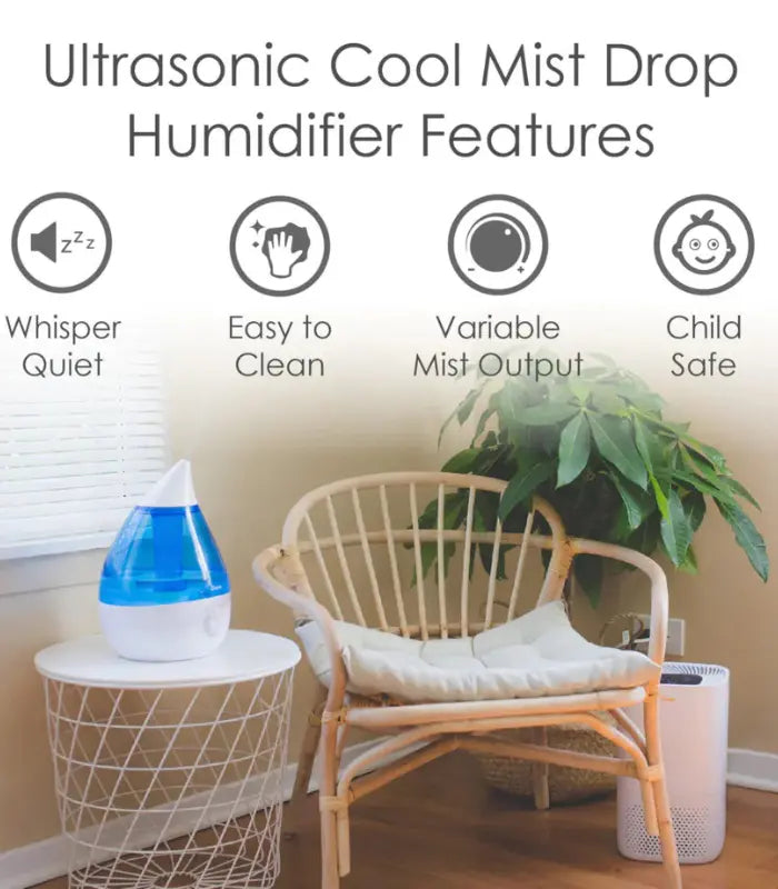Crane Cool Mist Humidifier with soothing sound machine and adjustable mist for better sleep and relaxation