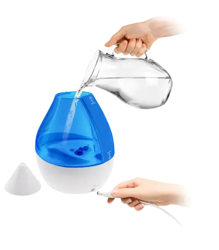Crane Cool Mist Humidifier with sound machine and adjustable mist settings for enhanced sleep and air moisture control