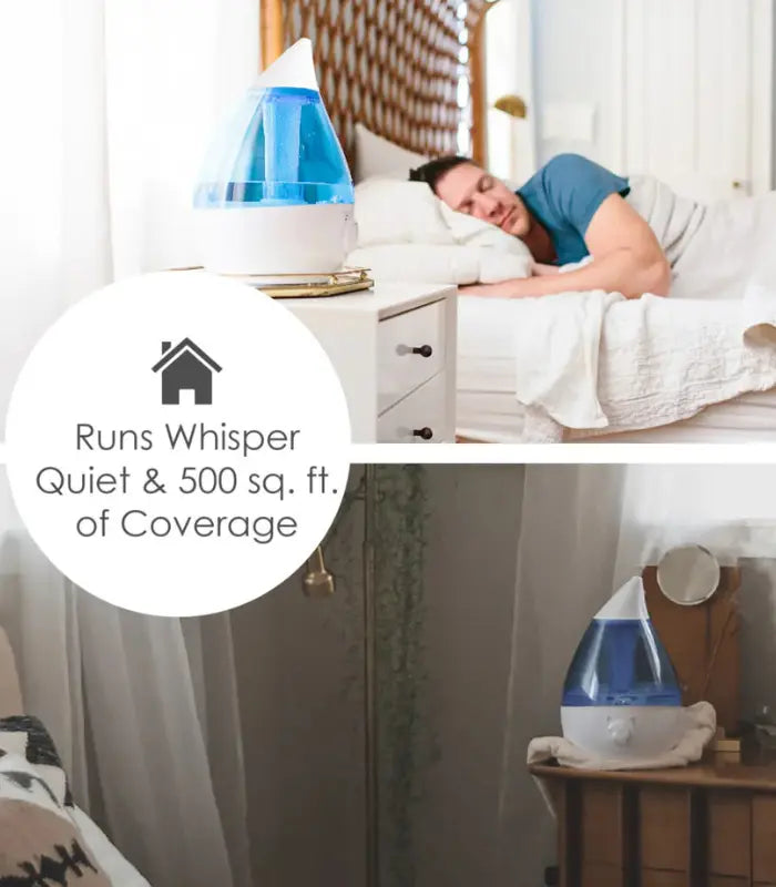 Crane Cool Mist Humidifier with built-in sound machine and night light for soothing sleep and air hydration