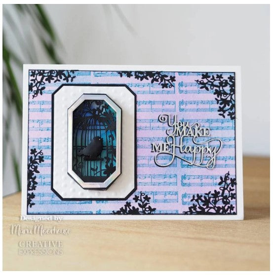 Creative Expressions - Craft Dies By Paper Panda - Magical Forest. This stunning design has been hand drawn by husband-and-wife duo Louise and Ryan Firchau expert paper cutters. These gorgeous designs are created in a distinct and exquisite style and are much sought after. This mystical creature and trees die will make a superb card front or scrapbook page. Available at Embellish Away located in Bowmanville Ontario Canada. Card example by Maria Moorhouse.