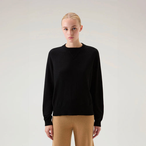 Crewneck Sweater in Wool Blend Black