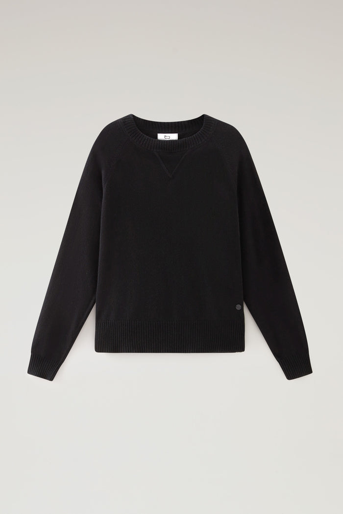 Crewneck Sweater in Wool Blend Black