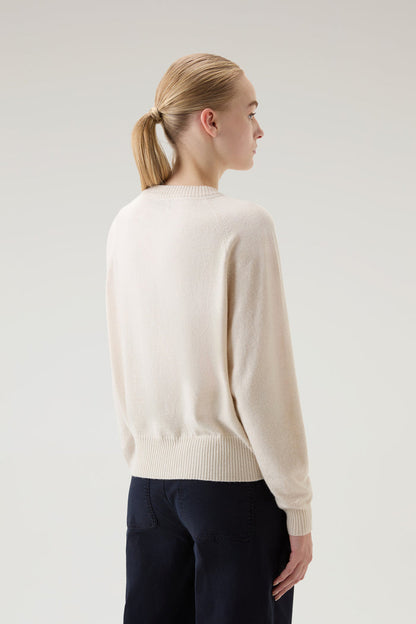 Crewneck Sweater in Wool Blend Milky Cream