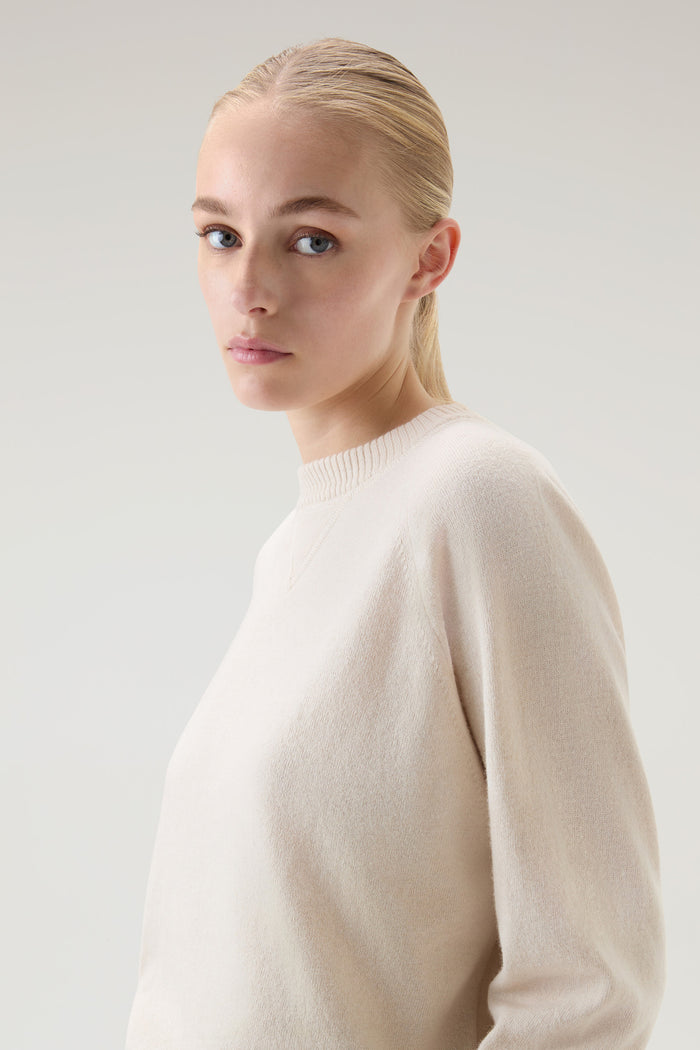 Crewneck Sweater in Wool Blend Milky Cream