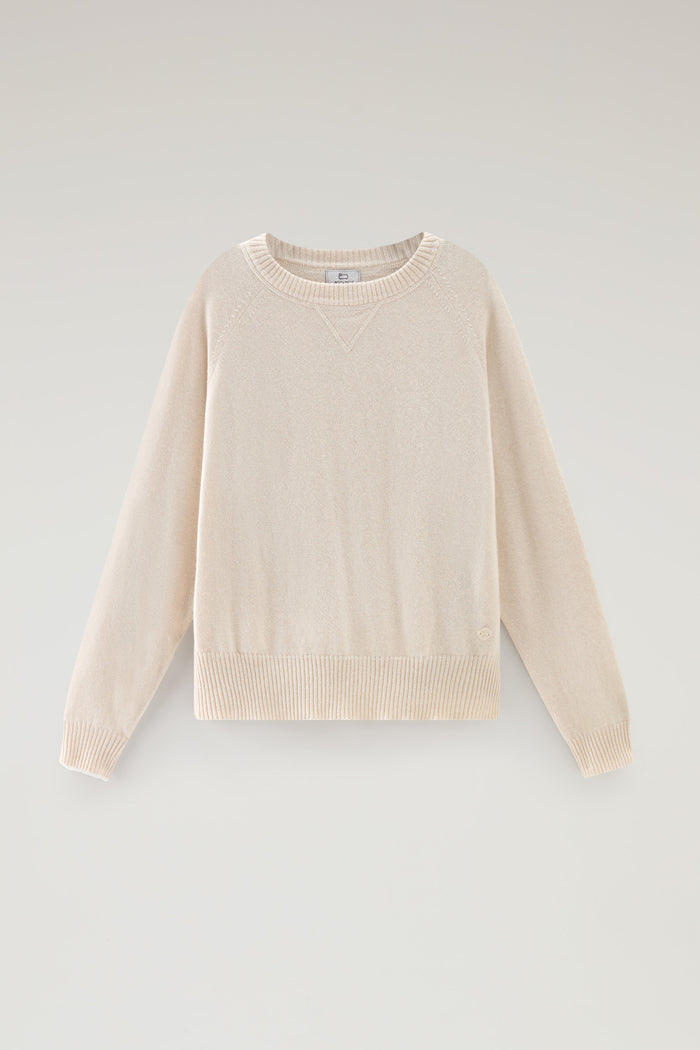 Crewneck Sweater in Wool Blend Milky Cream