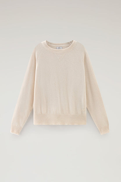 Crewneck Sweater in Wool Blend Milky Cream