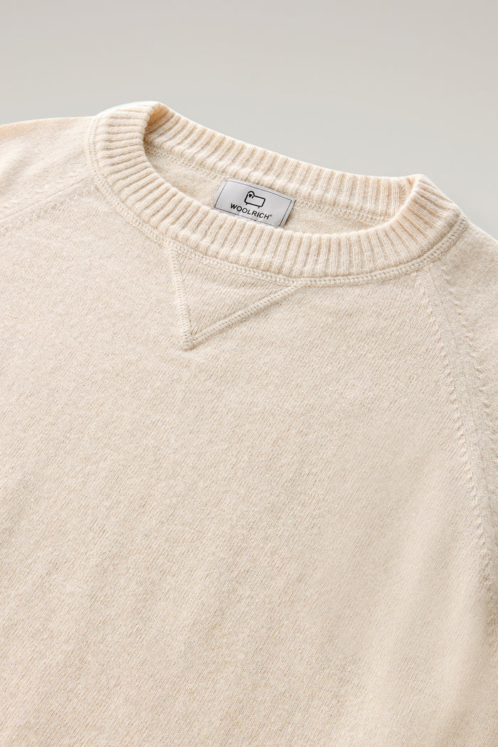 Crewneck Sweater in Wool Blend Milky Cream