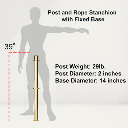 Crown Top Dual Rope Stanchion with Fixed Base - Montour Line CXLineDF - Crowd Control Warehouse