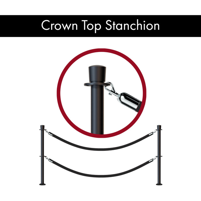Crown Top Dual Rope Stanchion with Fixed Base - Montour Line CXLineDF - Crowd Control Warehouse