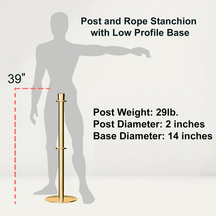 Crown Top Dual Rope Stanchion with Low Profile Base - Montour Line CXLineD - Crowd Control Warehouse