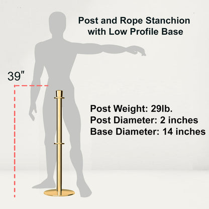 Crown Top Dual Rope Stanchion with Low Profile Base - Montour Line CXLineD - Crowd Control Warehouse