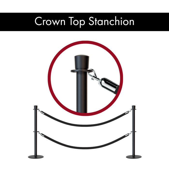 Crown Top Dual Rope Stanchion with Low Profile Base - Montour Line CXLineD - Crowd Control Warehouse