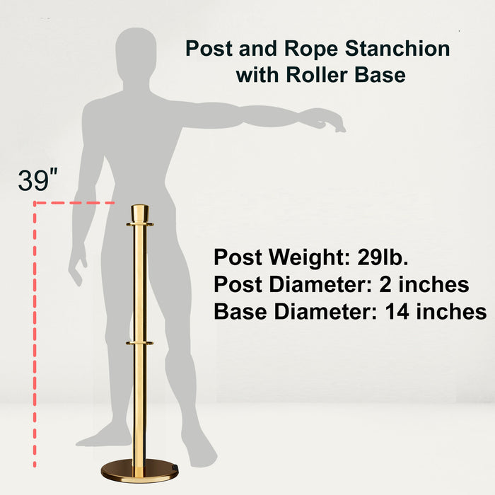 Crown Top Dual Rope Stanchion with Roller Base - Montour Line CELineD - Crowd Control Warehouse