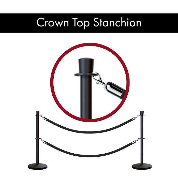 Crown Top Dual Rope Stanchion with Sloped Base - Montour Line CLineD - Crowd Control Warehouse