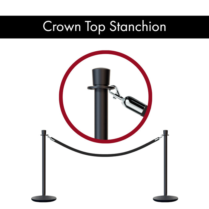 Crown Top Post and Rope Stanchion with Cast Iron Base - Montour Line CILine - Crowd Control Warehouse