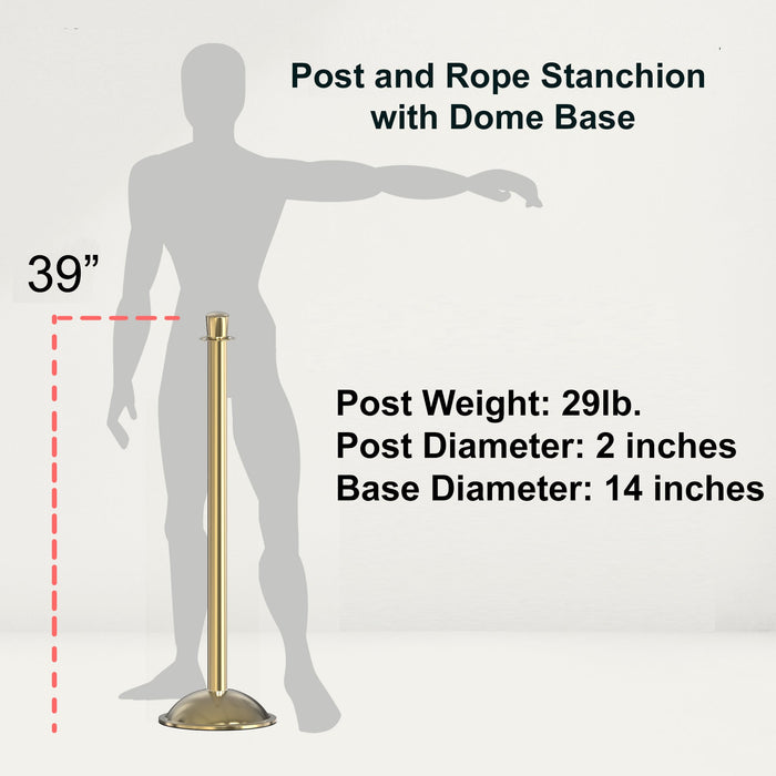Crown Top Post and Rope Stanchion with Dome Base - Montour Line CDLine - Crowd Control Warehouse