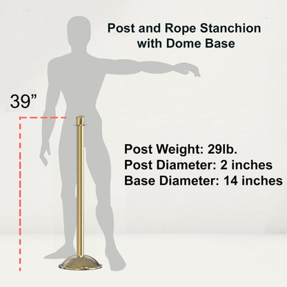 Crown Top Post and Rope Stanchion with Dome Base - Montour Line CDLine - Crowd Control Warehouse