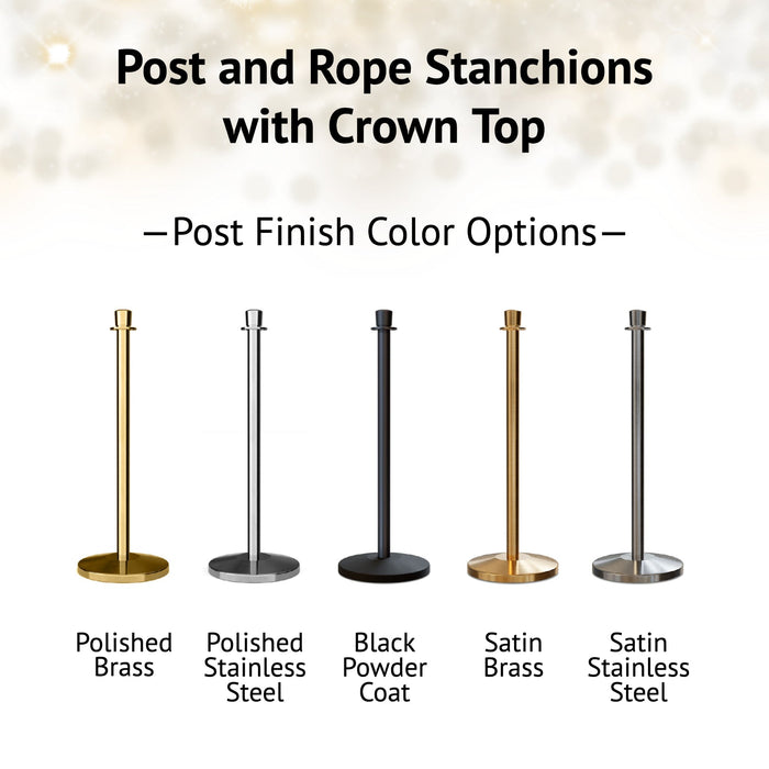 Crown Top Post and Rope Stanchion with Dome Base - Montour Line CDLine - Crowd Control Warehouse